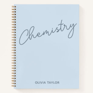 Cuaderno Nombre Personalizado Asignatura Química Azul Suave