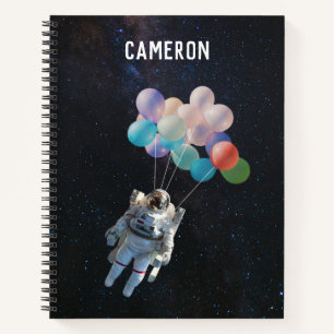 Cuaderno Nombre Personalizado Astronauta Estrellas y Globos