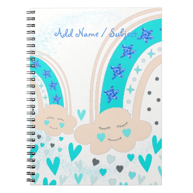 Cuaderno Nombre personalizado/Asunto Curso de arcoiris y co (Frente)