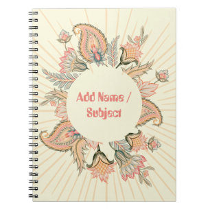 Cuaderno Nombre personalizado/asunto Retro Boho Paisley