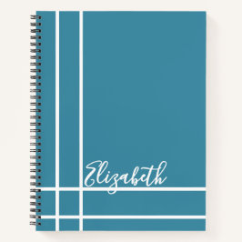 Cuaderno Nombre personalizado azul oceánico moderno Minimal