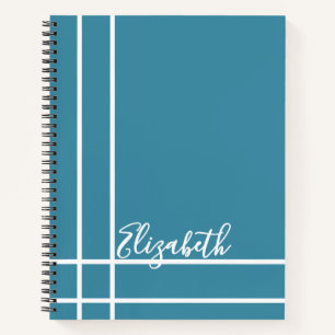 Cuaderno Nombre personalizado azul oceánico moderno Minimal