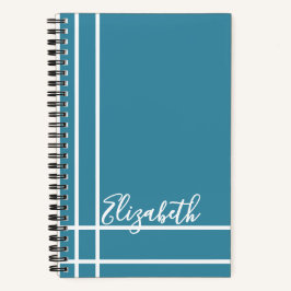 Cuaderno Nombre personalizado azul oceánico moderno Minimal