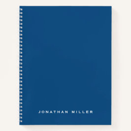 Cuaderno Nombre personalizado azul y blanco profesional