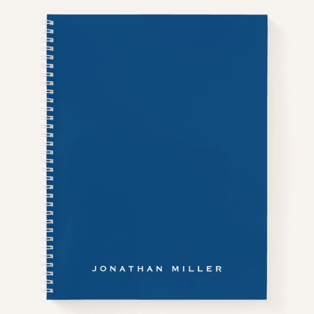 Cuaderno Nombre personalizado azul y blanco profesional (Anverso)