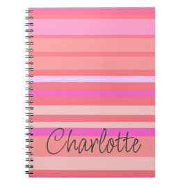 Cuaderno Nombre personalizado Bandas rosadas