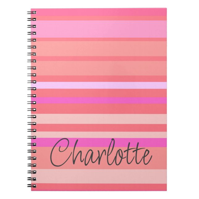 Cuaderno Nombre personalizado Bandas rosadas (Frente)