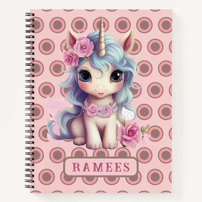 Cuaderno Nombre Personalizado Bebé Lechero Unicornio Sparkl (Anverso)