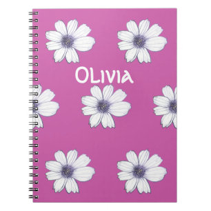 Cuaderno Nombre personalizado Bella Flor diseño rosa portát