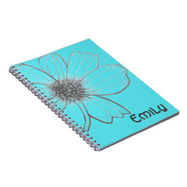 Cuaderno Nombre personalizado Bella Flor diseño verde azula