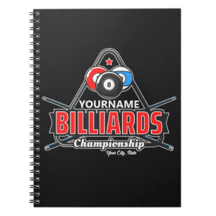 Cuaderno NOMBRE Personalizado Billiards 8 Ball Pool Cue Rac