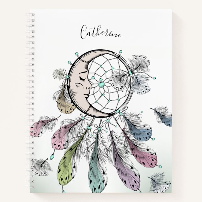 Cuaderno Nombre personalizado bloc de notas Dreamcatcher (Anverso)