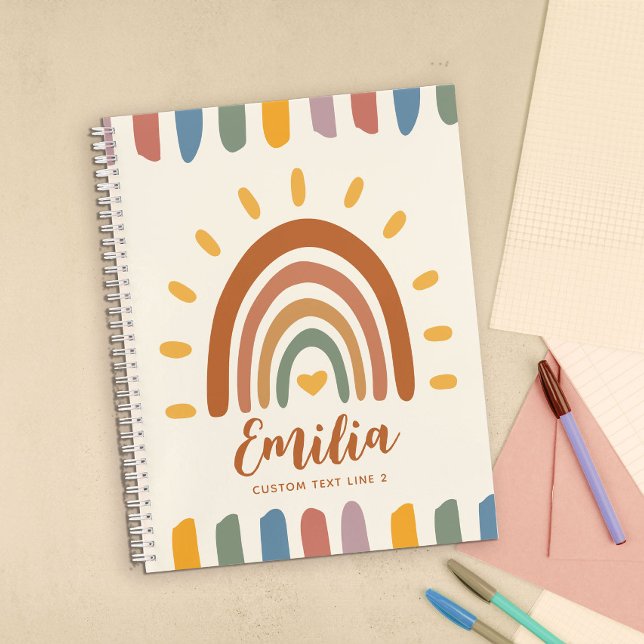 Cuaderno Nombre personalizado Boho Arcoiris vuelve a la esc (Stylish, unique custom name notebook for back to school. Slay!)