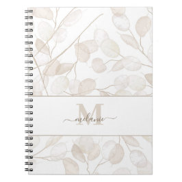 Cuaderno Nombre personalizado Boho Neutral Lunaria inicial