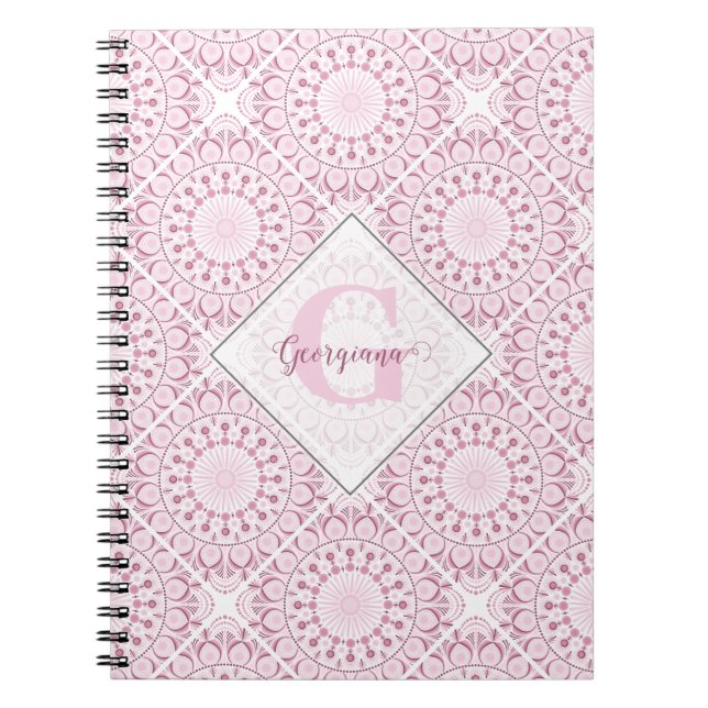 Cuaderno Nombre personalizado Bonito de confetti rosado Lac (Frente)
