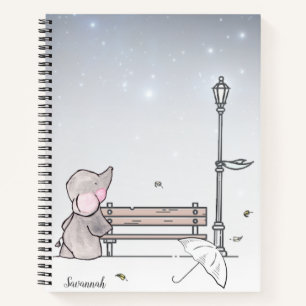 Cuaderno Nombre personalizado Bonito elefante colorido