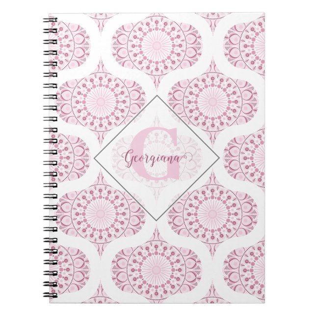 Cuaderno Nombre personalizado Bonito rosa 70 Confetti Lace  (Frente)