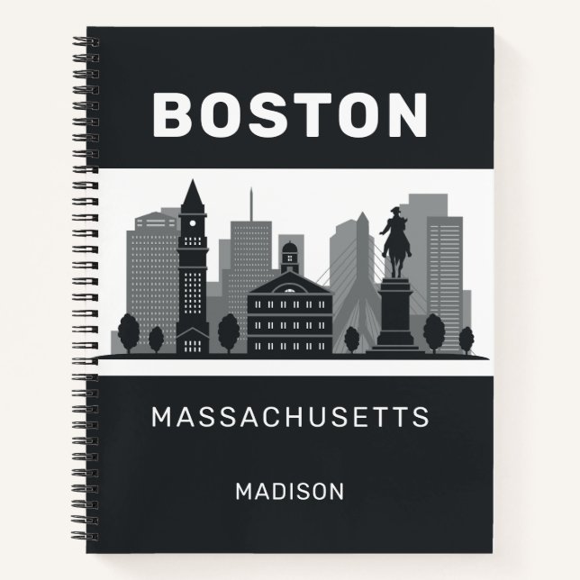 Cuaderno Nombre personalizado Boston Massachusetts (Anverso)