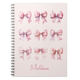 Cuaderno Nombre personalizado Bow de Coquette Rosa