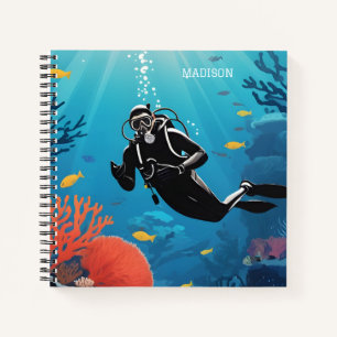 Cuaderno Nombre personalizado Buceador Scuba