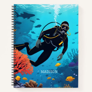 Cuaderno Nombre personalizado Buceador Scuba