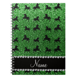 Cuaderno Nombre personalizado caballos purpurinas verdes