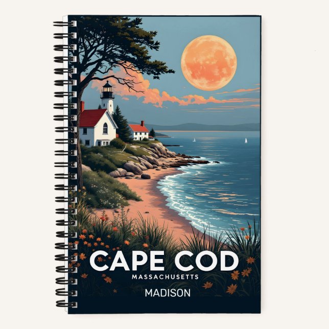 Cuaderno Nombre personalizado Cabo Cod Massachusetts (Anverso)