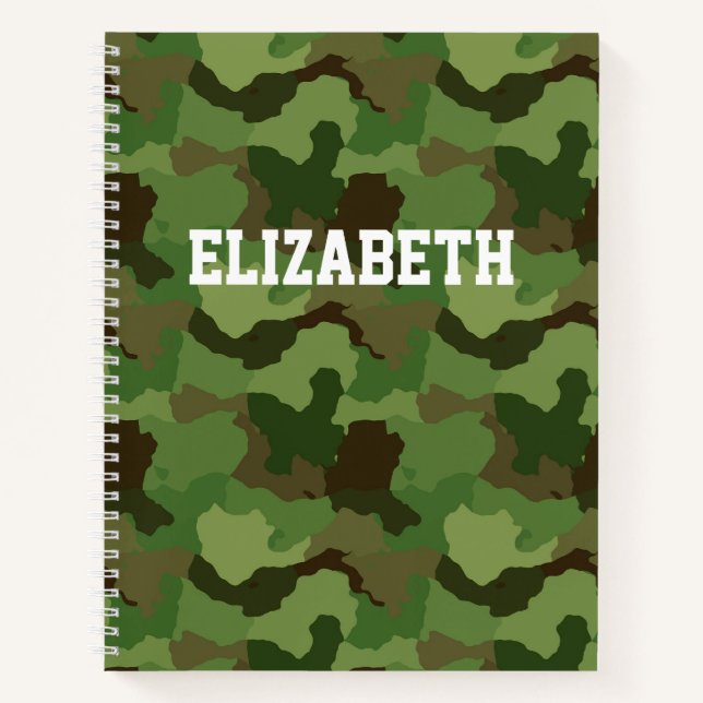 Cuaderno Nombre personalizado Camuflaje verde/bloc de notas (Anverso)