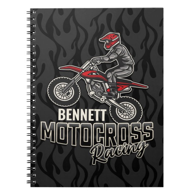 Cuaderno NOMBRE personalizado Carreras Motocross de ciclism (Frente)