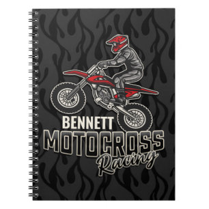 Cuaderno NOMBRE personalizado Carreras motocross moto sucia