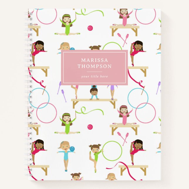 Cuaderno Nombre personalizado Chica de niños de gimnasia mu (Anverso)
