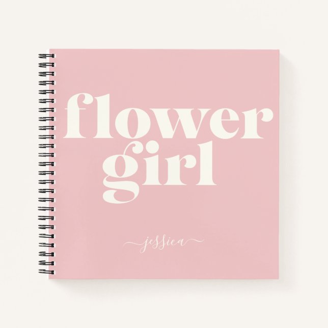 Cuaderno Nombre personalizado Chica flor regalo Rubor Rosa (Anverso)