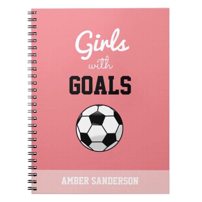 Cuaderno Nombre personalizado Chicas rosados con gol de sup (Frente)