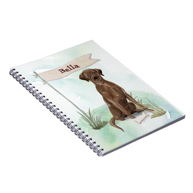 Cuaderno Nombre personalizado Chocolate Lab Mascota Perro (Lado Derecho)