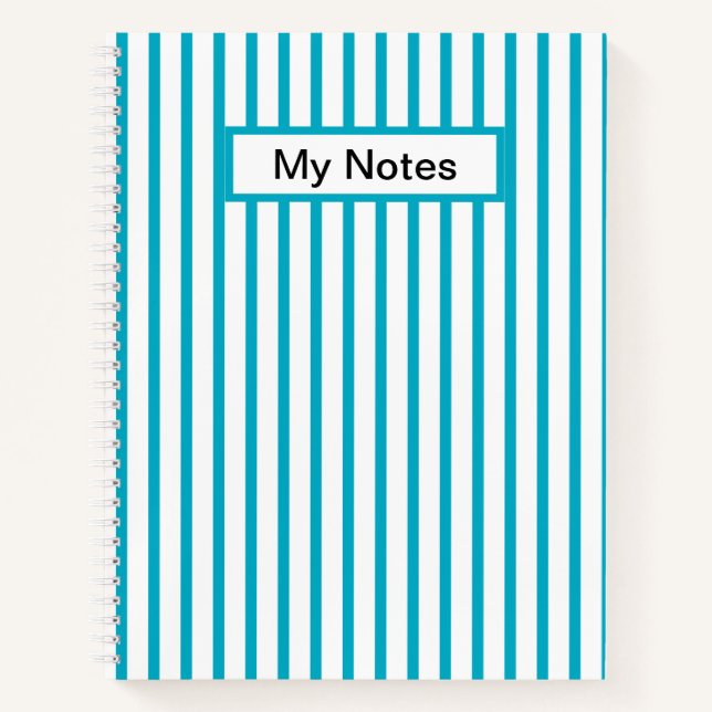 Cuaderno Nombre personalizado clásico moderno Azure Stripe (Anverso)
