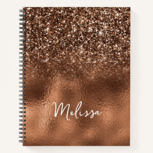 Cuaderno Nombre Personalizado con Brillo y Lámina de Bronce