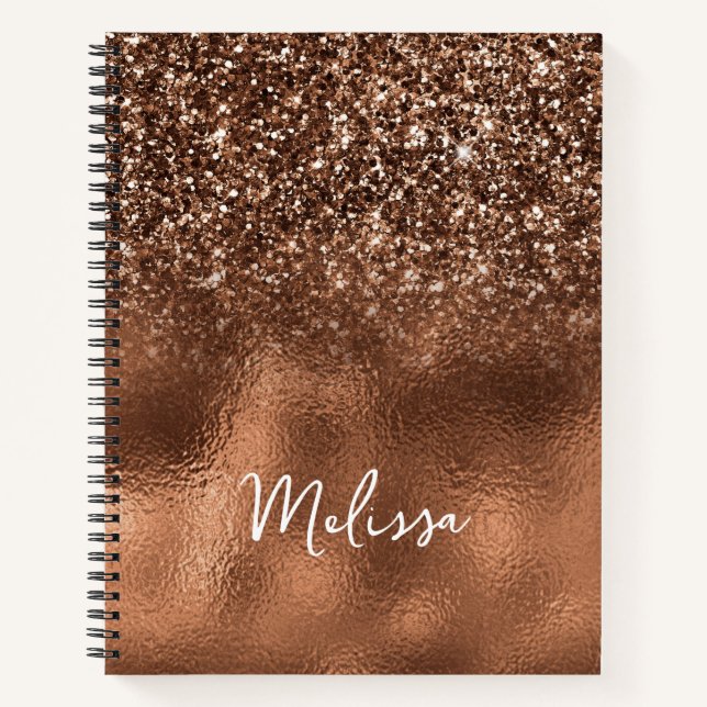 Cuaderno Nombre Personalizado con Brillo y Lámina de Bronce (Anverso)