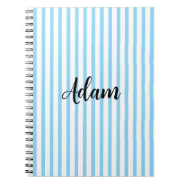 Cuaderno Nombre personalizado con escritura en azul y blanc