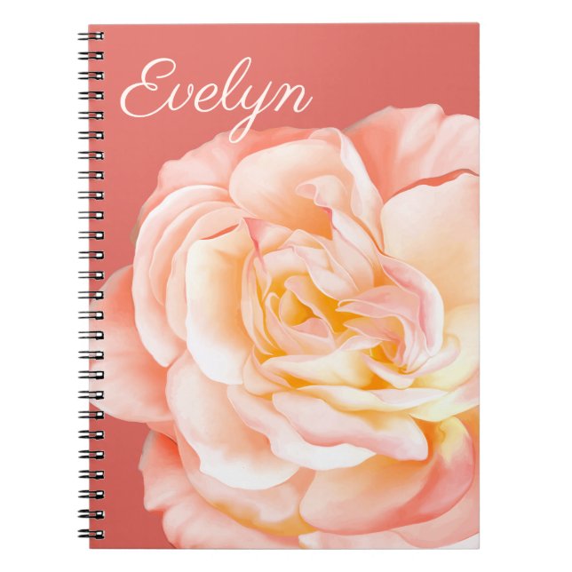 Cuaderno Nombre personalizado con un hermoso Rosa (Frente)