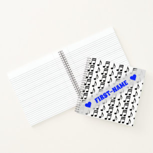 Cuaderno Nombre personalizado + cuadrícula de notas musica