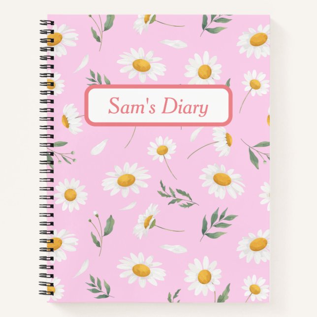 Cuaderno Nombre personalizado Cute color rosado (Anverso)