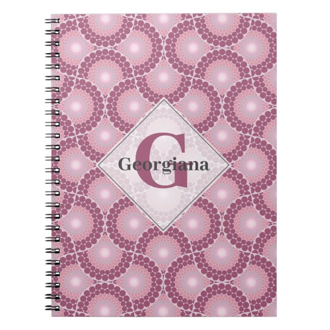 Cuaderno Nombre personalizado de 1920 Punto Rosa Dusky Radi (Frente)