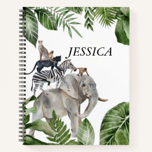 Cuaderno Nombre personalizado de animal de safari de la jun