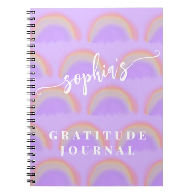 Cuaderno Nombre personalizado de arcoíris con acuarela (Frente)