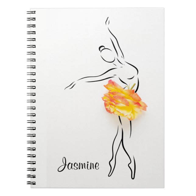 Cuaderno Nombre personalizado de bailarina de ballet Rosa B (Frente)