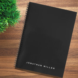 Cuaderno Nombre personalizado de blanco negro profesional