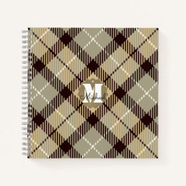 Cuaderno Nombre personalizado de burlywood Gray Tartan mode