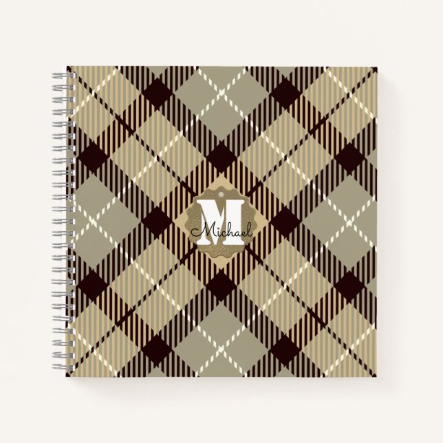Cuaderno Nombre personalizado de burlywood Gray Tartan mode (Anverso)