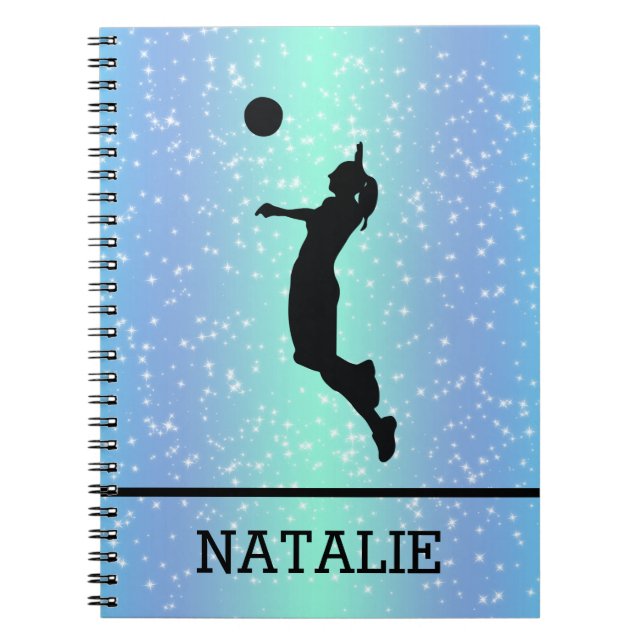 Cuaderno Nombre personalizado de Chica del jugador de volei (Frente)