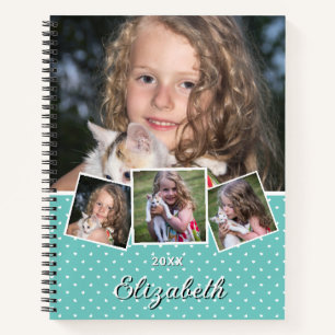 Cuaderno Nombre personalizado de Collage de fotos de guión 